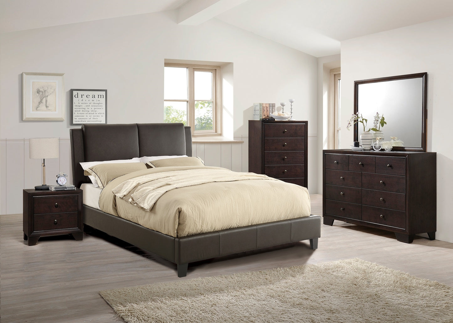 Modern Bedroom Nightstand Brown Color Drawers