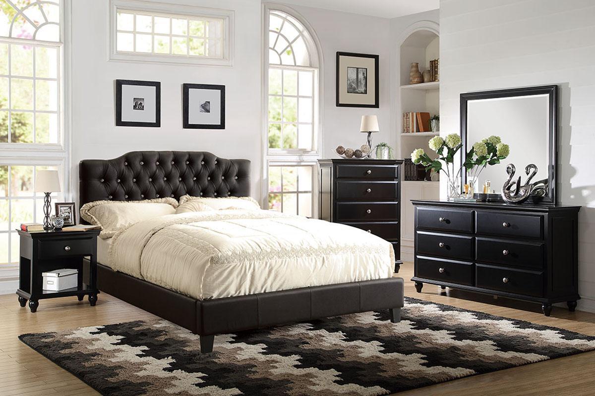 Modern Bedroom Nightstand Black Color Wooden 1 Drawers