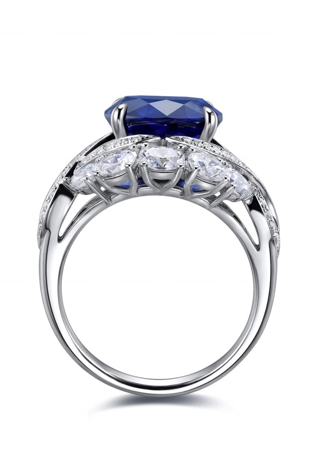 Platinum-Plated Lab-Grown Sapphire Ring