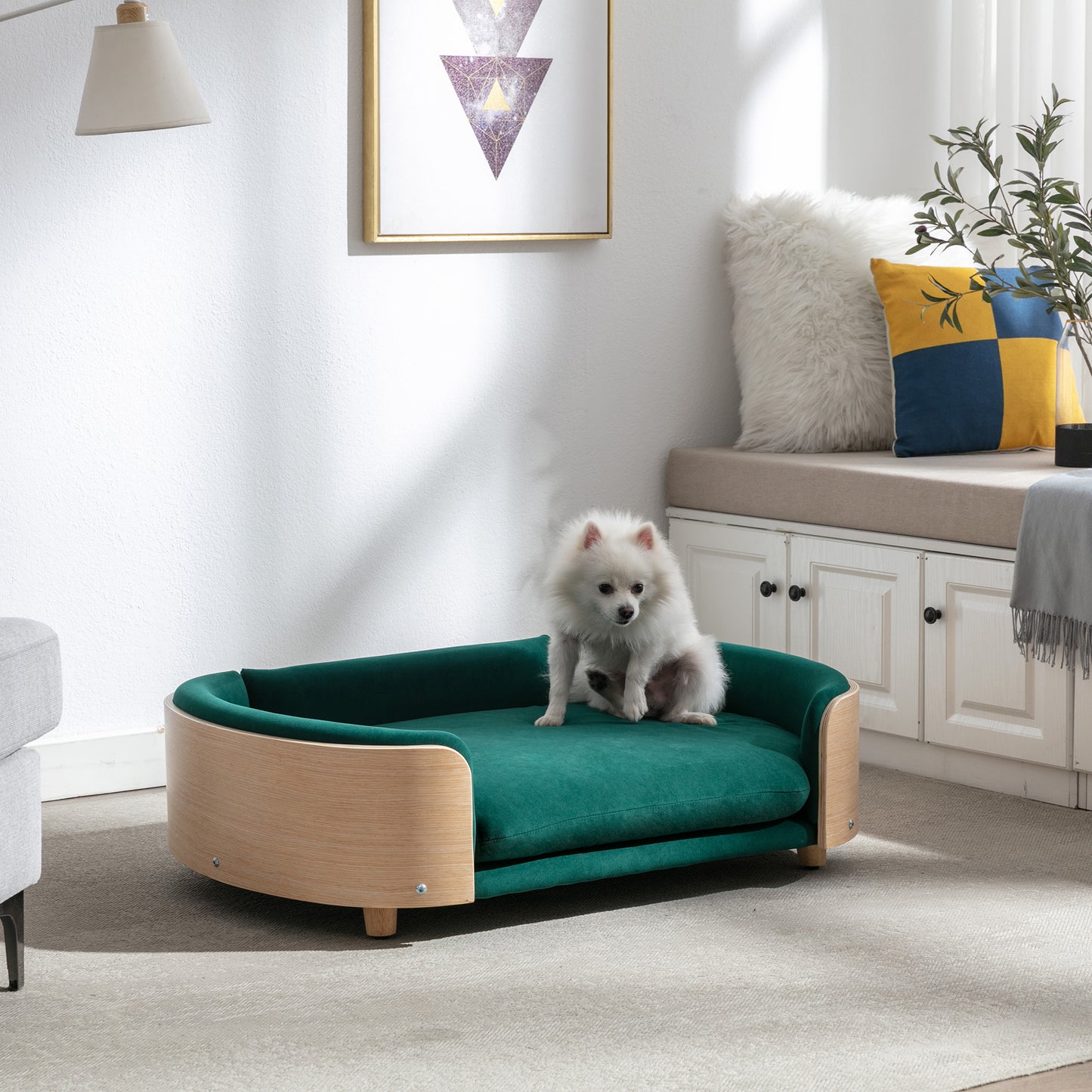 Scandinavian style Elevated Dog Bed Pet Sofa With Solid Wood