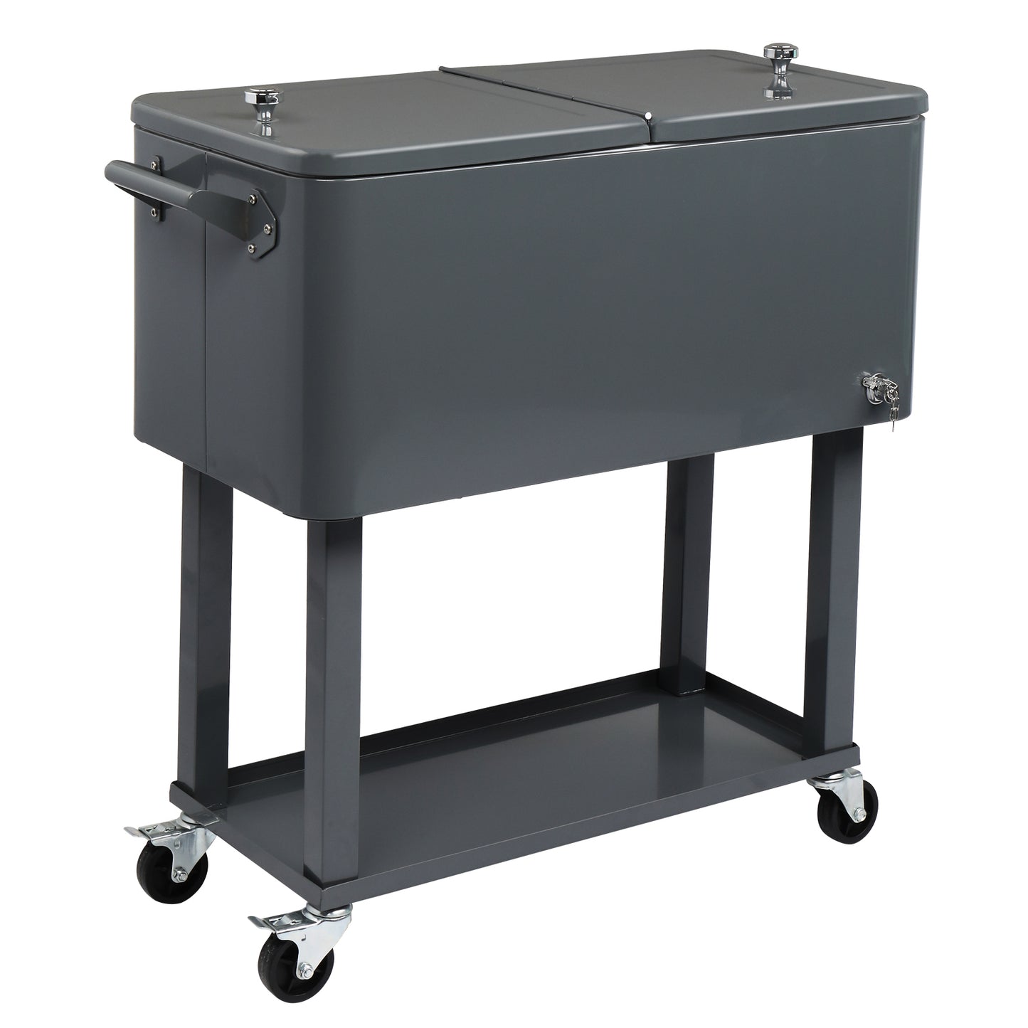 80QT Rectangular Plastic Box Iron Foot Tube Refrigeration and Insulation Cart Dark Grey