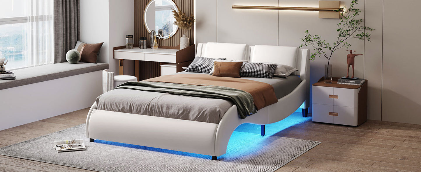 Full Size Upholstered Faux Leather Platform Bed