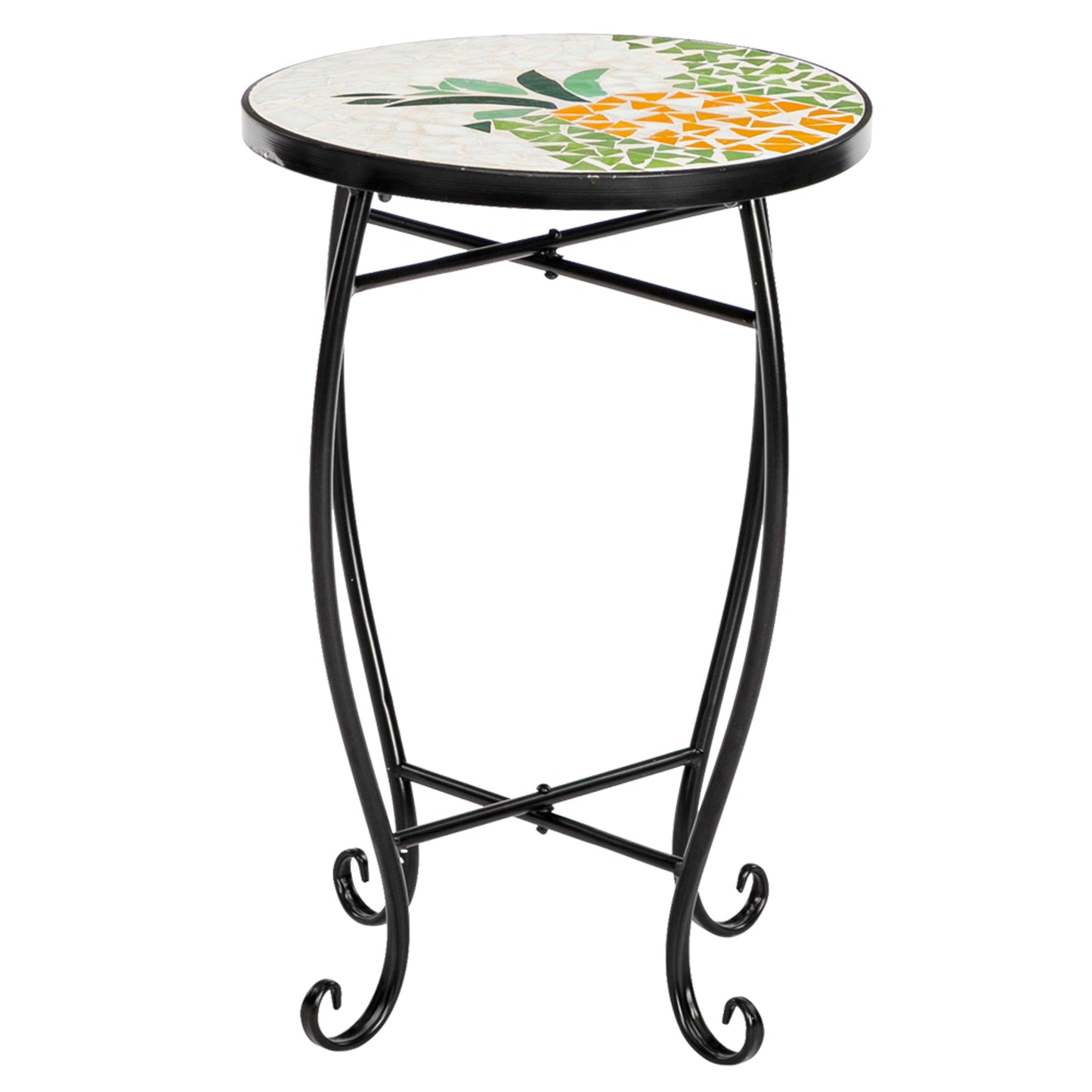 Inlaid Mosaic Round Terrace Bistro Tables Inlaid With Color Glass Pineapple Pattern