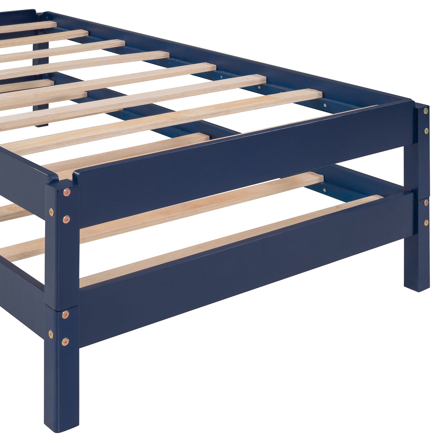 Solid Platform Bed Twin Size, 2 Twin Wood Bed Guest Bed Stackable Bed Blue