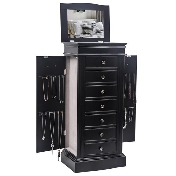 Jewelry Armoire with Mirror, 7 Drawers