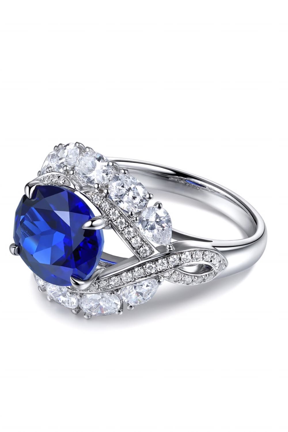 Platinum-Plated Lab-Grown Sapphire Ring