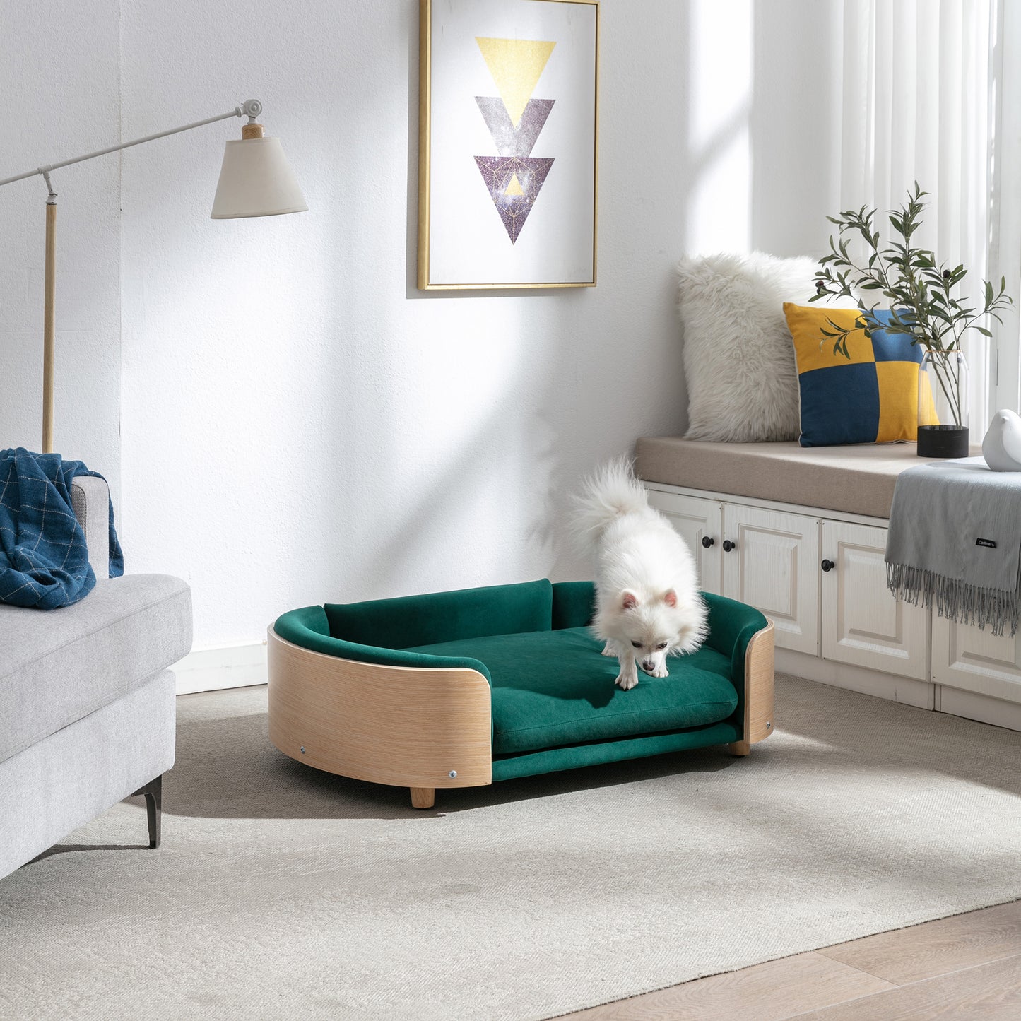 Scandinavian style Elevated Dog Bed Pet Sofa With Solid Wood